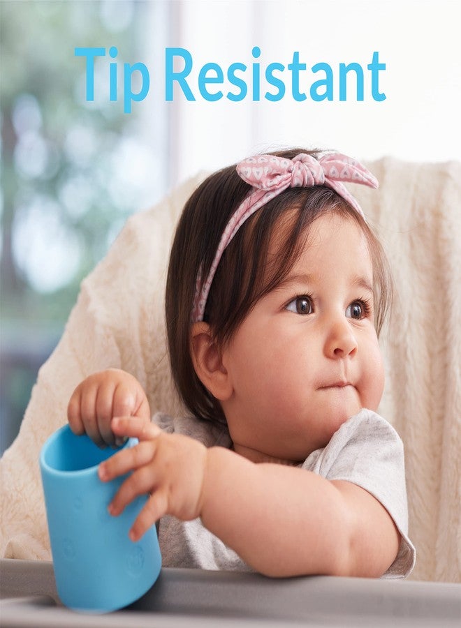 بوب يام كوب تدريب سيليكون من بوب يام، عبوة من قطعتين، للأطفال الرضع والصغار، بمقابض، خالٍ من مادة BPA، لتدريب التغذية الذاتية، كوب (أزرق سماوي وبرتقالي بوب يام) - Image 3